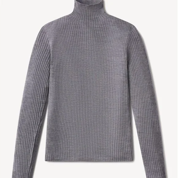 Buck Mason Featherweight Silk Cashmere Turtleneck Heather Gray Size XL NWT - Picture 2 of 9